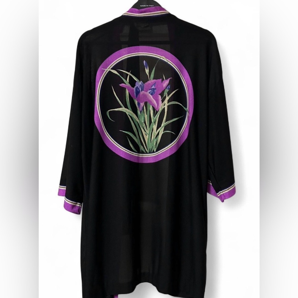 VTG 70s Sandcastle Robe.Iris floral print.